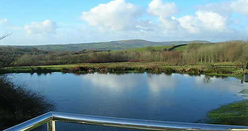 There are lovely views over the lake and countryside from the balcony of the Boathouse