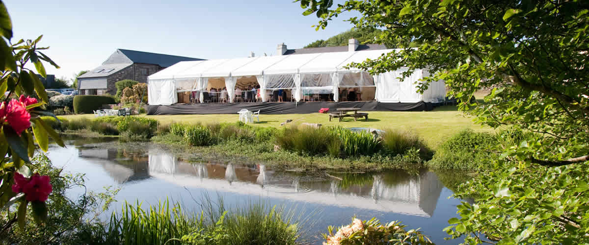 Wedding marquee by the lake